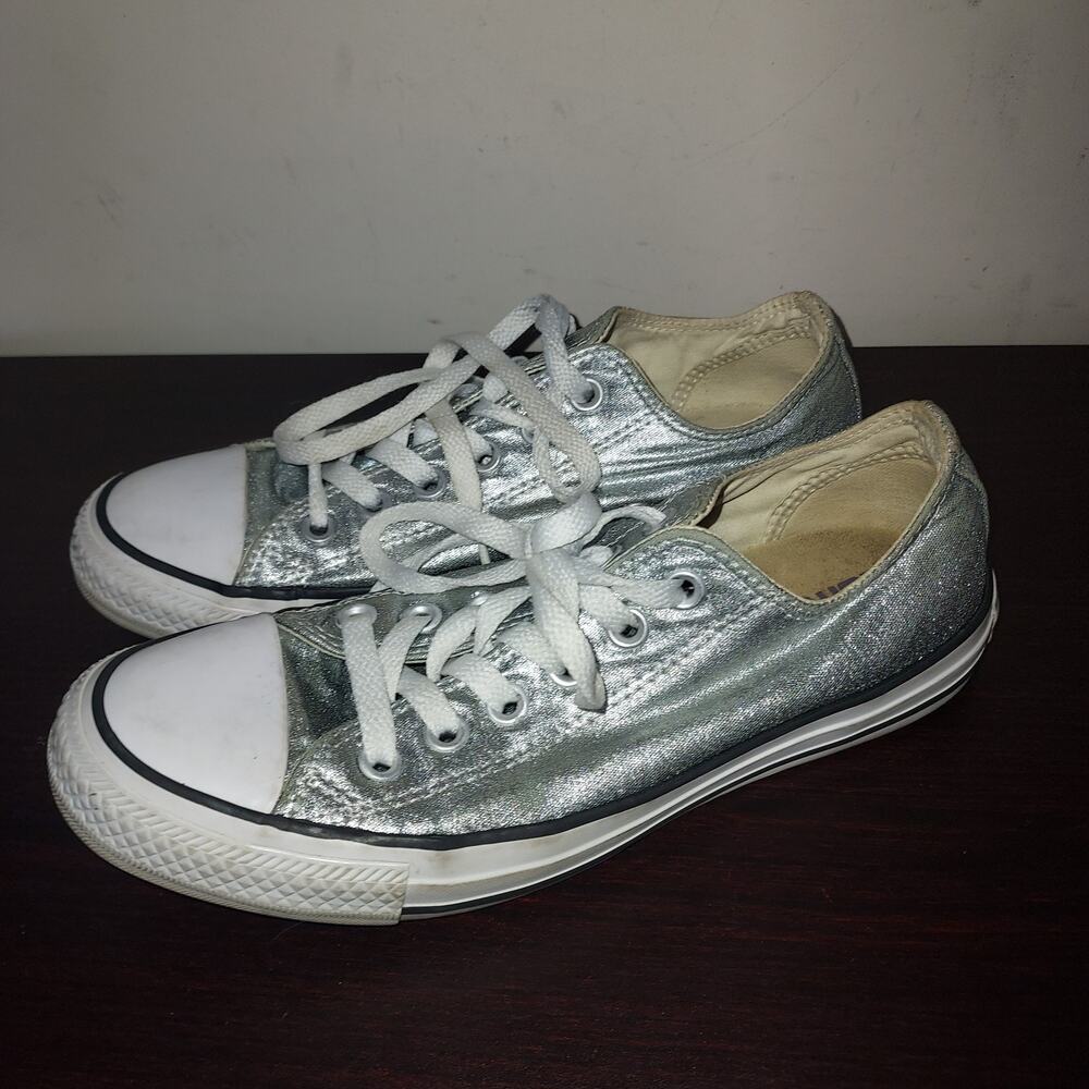 CONVERSE Women's Sneakers 7M Low Top Lace Up All Star Athletic Metallic Gold